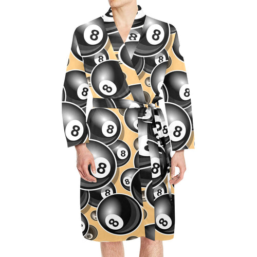 Billiard Ball Pattern Print Design 04 Men's Long Sleeve Belted Night Robe