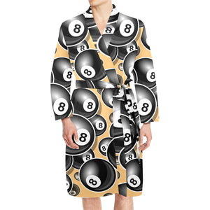 Billiard Ball Pattern Print Design 04 Men's Long Sleeve Belted Night Robe