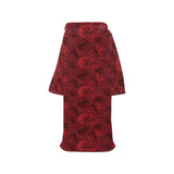 Rose Pattern Print Design 03 Blanket Robe with Sleeves