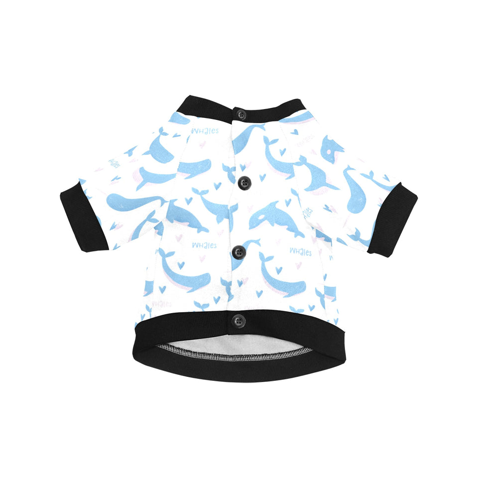 Blue whale pattern All Over Print Pet Dog Round Neck Fuzzy Shirt
