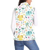 Cute elephants palm tree flower butterfly pattern Women's Padded Vest