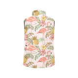 Pink flamingo birds pineapples hibiscus flower pat Men's Padded Vest