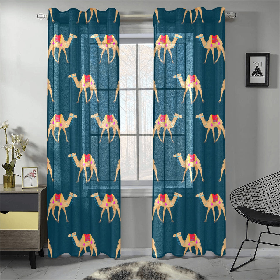 Camel pattern blue blackground Gauze Curtain