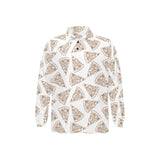 Hand drawn pizza pattern Men's Long Sleeve Polo Shirt