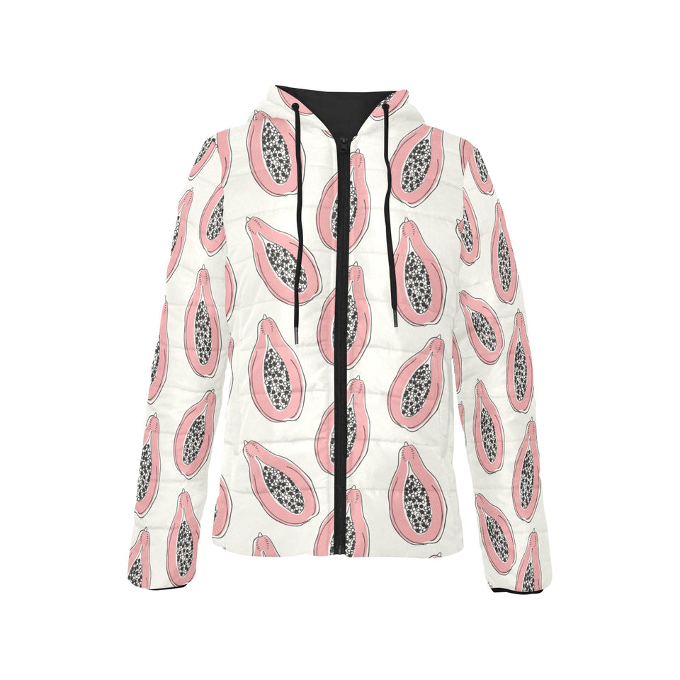 papaya pattern Women's Padded Hooded Jacket