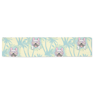 French bulldog hawaii blackground Table Runner