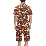 Fire flame dark pattern Men's V-Neck Short Pajama Set