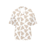 Hand drawn pizza pattern Women's All Over Print Hawaiian Shirt