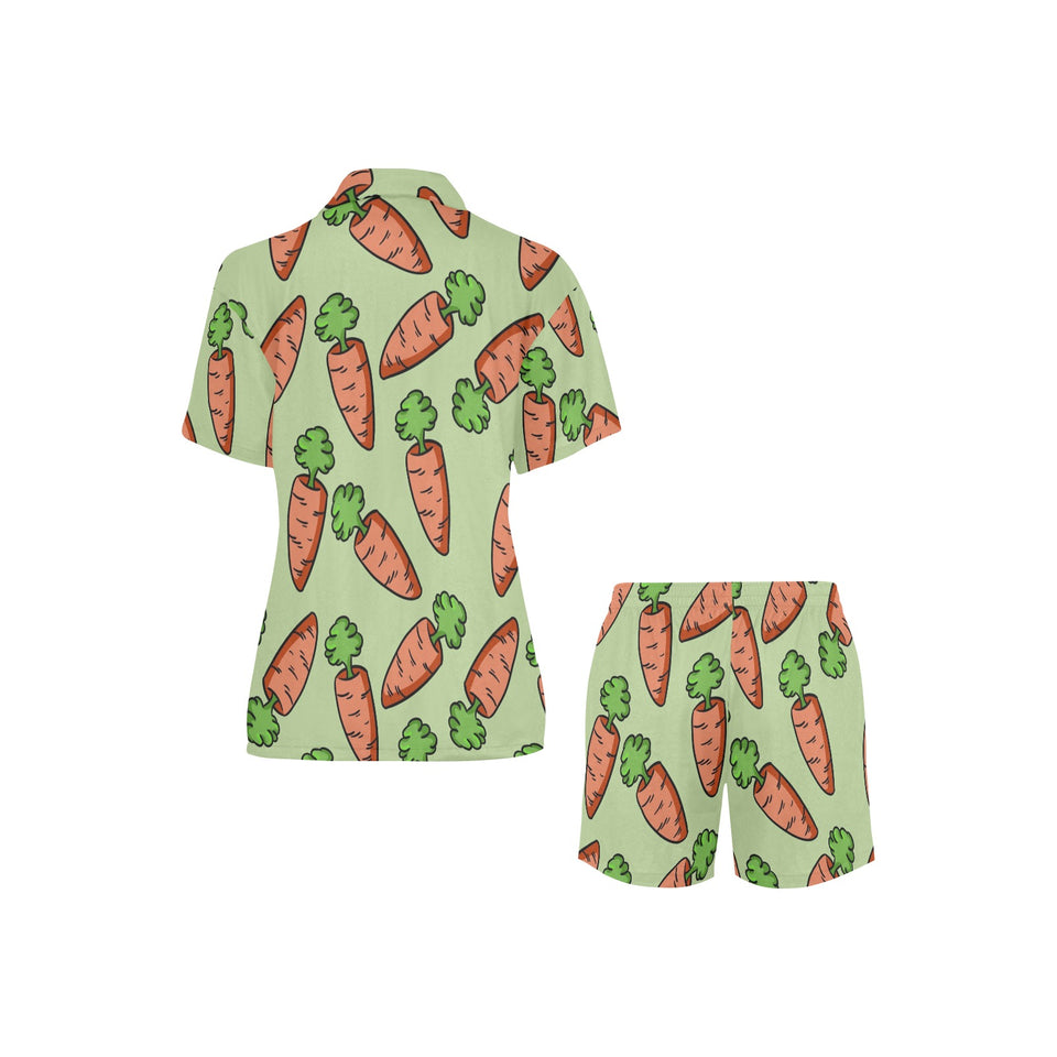 Carrot Pattern Print Design 05 Women's V-Neck Short Pajama Set