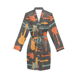 electric guitars pattern Women's Long Sleeve Belted Night Robe