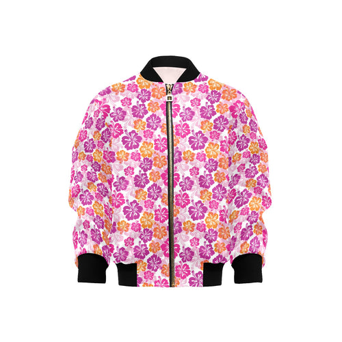Hibiscus Pattern Print Design 01 Kids' Boys' Girls' Bomber Jacket