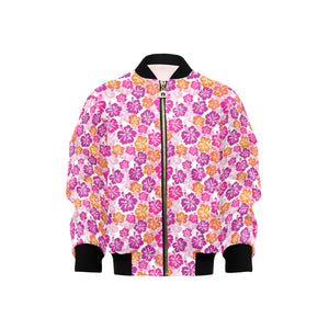 Hibiscus Pattern Print Design 01 Kids' Boys' Girls' Bomber Jacket