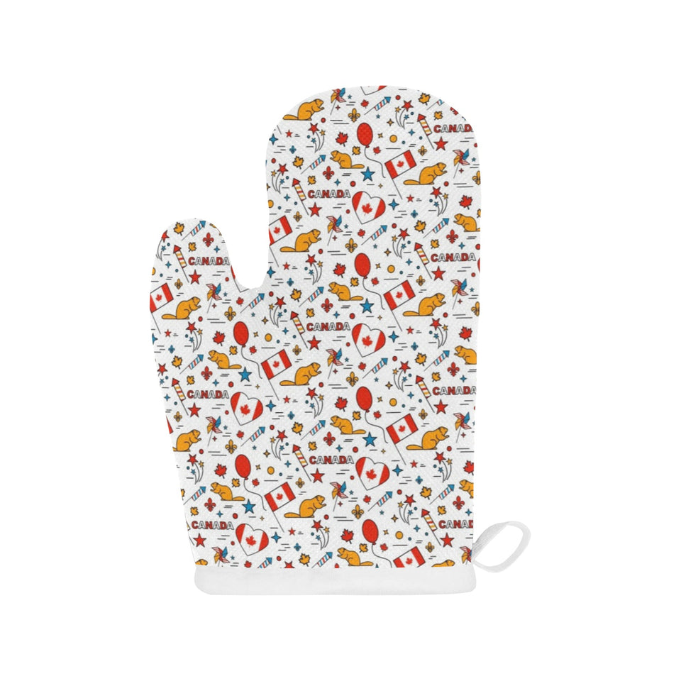 Canada Pattern Print Design 03 Heat Resistant Oven Mitts