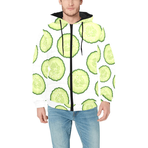 Cucumber slices pattern Men's Padded Hooded Jacket