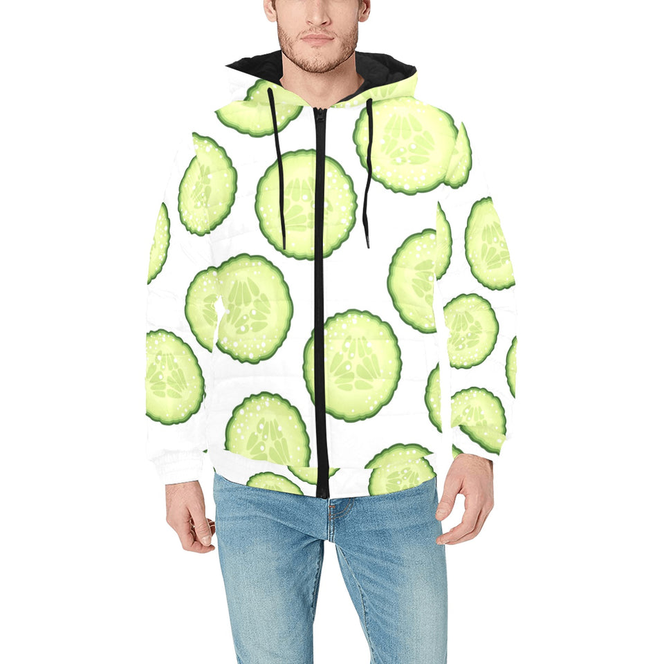 Cucumber slices pattern Men's Padded Hooded Jacket