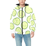 Cucumber slices pattern Men's Padded Hooded Jacket