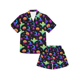Colorful halloween background Kids' Boys' Girls' V-Neck Short Pajama Set