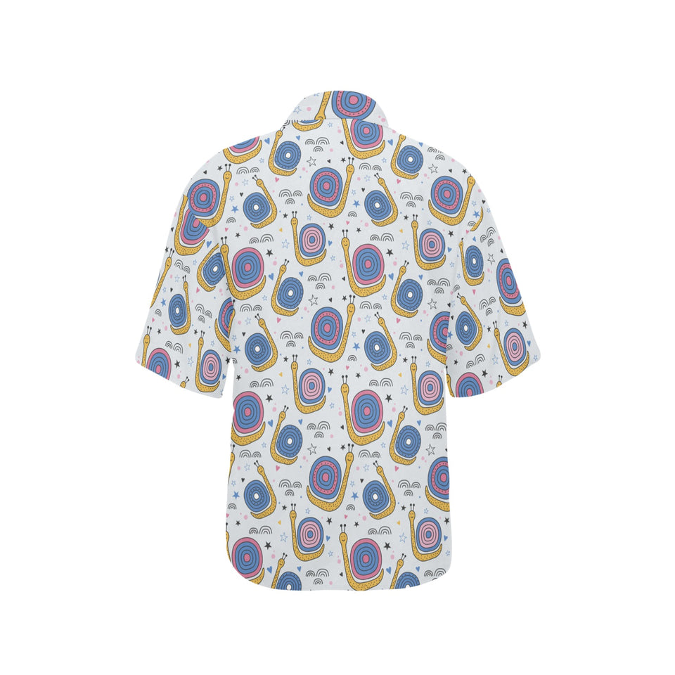 Snail Pattern Print Design 05 Women's All Over Print Hawaiian Shirt