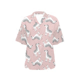 Cute zebra pattern Women's All Over Print Hawaiian Shirt