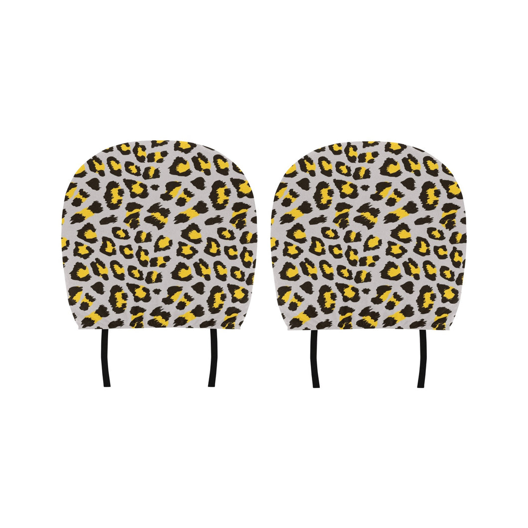Gray Leopard print pattern Car Headrest Cover