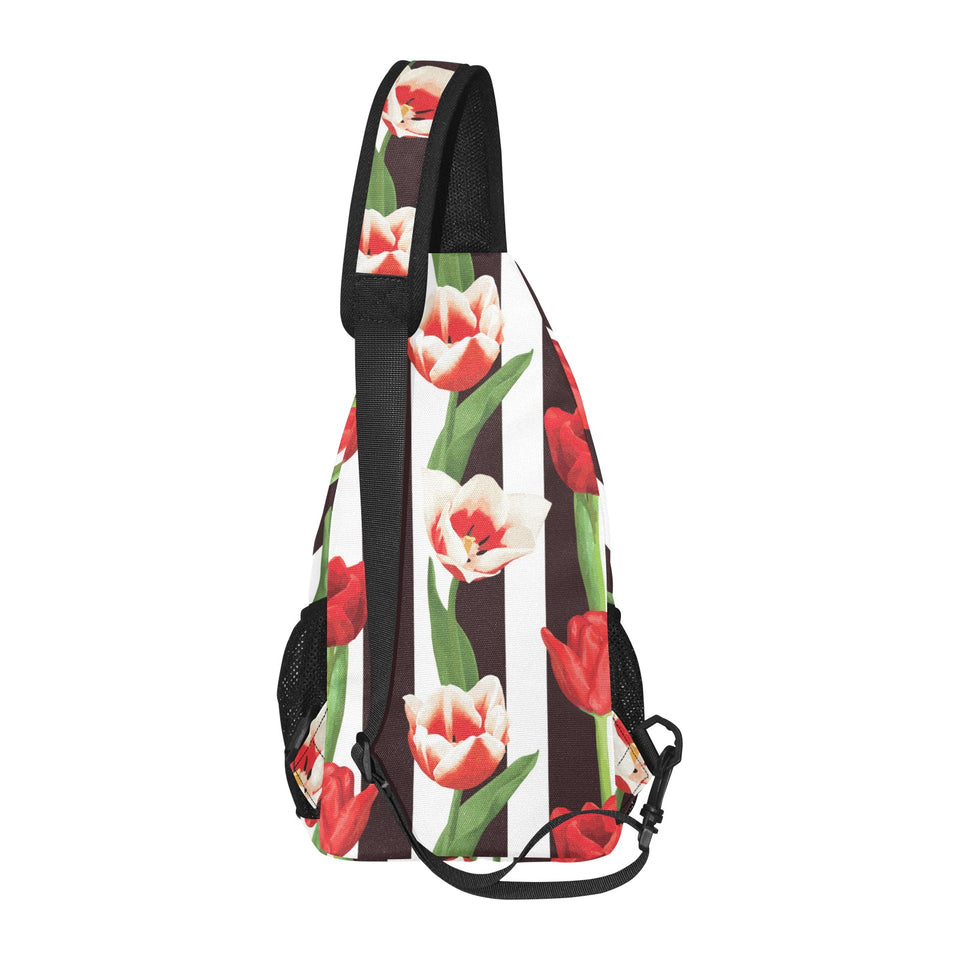 red and white tulips pattern All Over Print Chest Bag