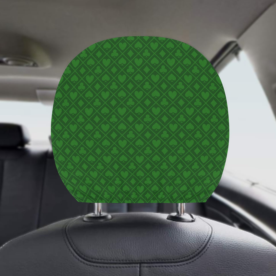 Casino Cards Suits Pattern Print Design 04 Car Headrest Cover