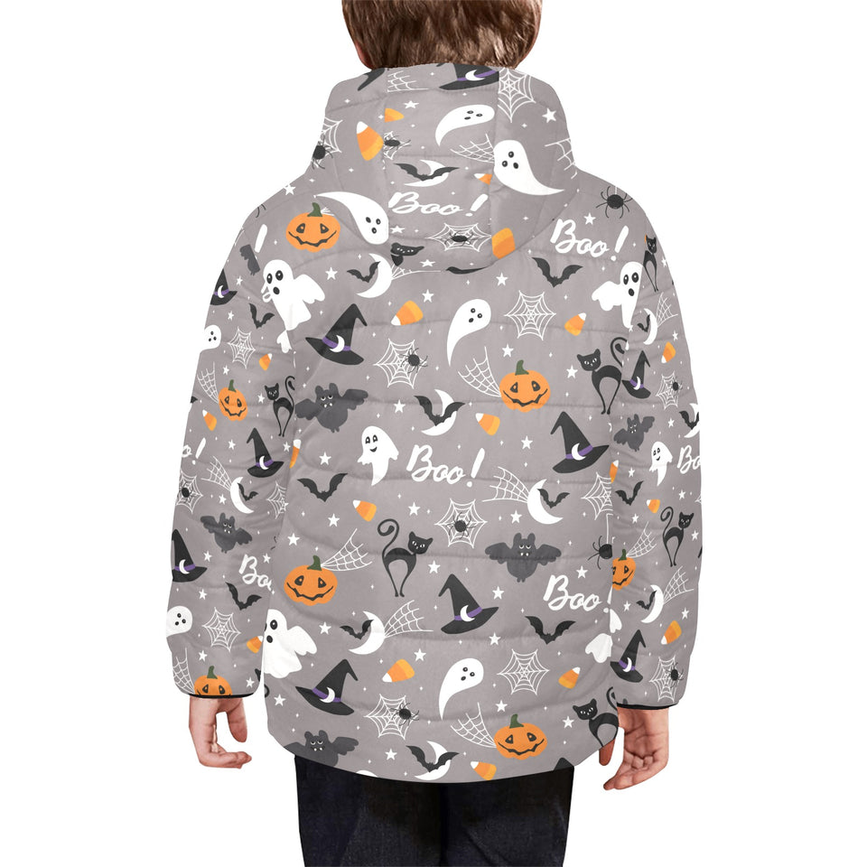 Halloween design pattern Kids' Boys' Girls' Padded Hooded Jacket