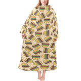 Hamburger Pattern Print Design 01 Blanket Robe with Sleeves