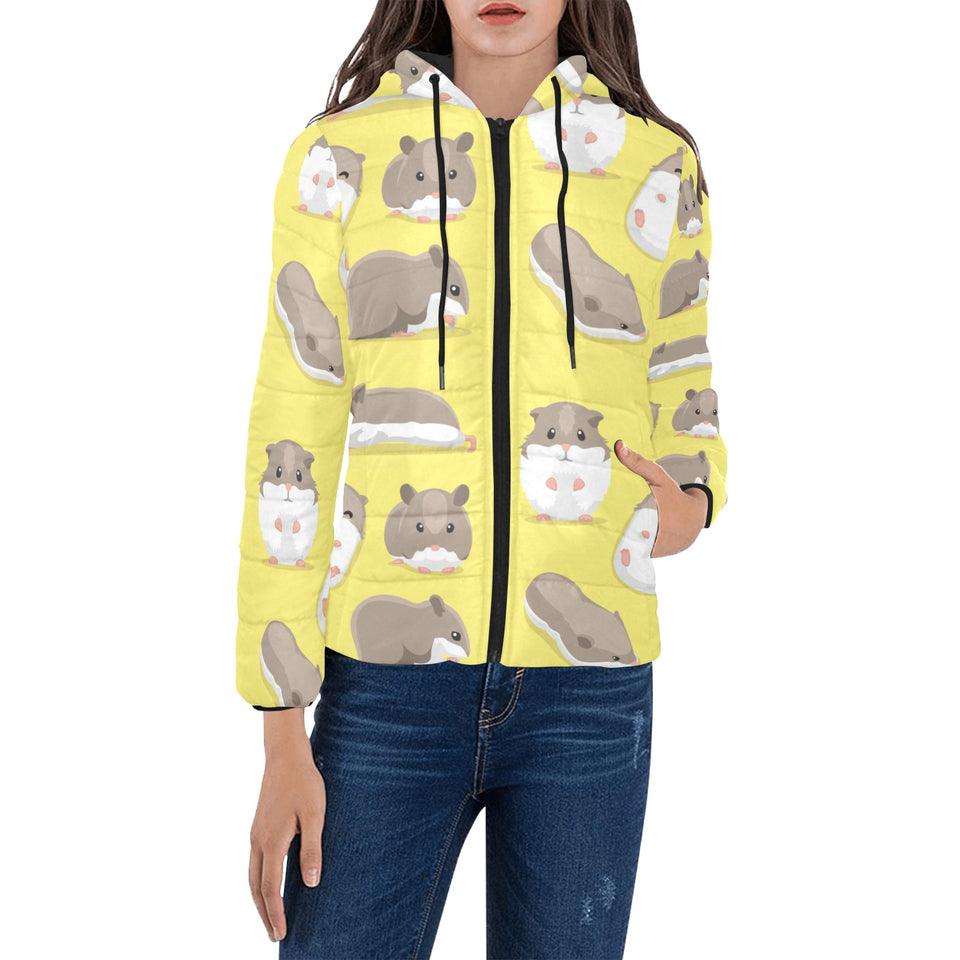 Cute Hamster pattern Women's Padded Hooded Jacket