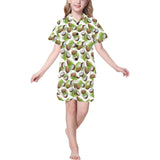 Coconut Pattern Print Design 04 Kids' Boys' Girls' V-Neck Short Pajama Set