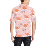 Cute fox pattern pink background Men's All Over Print Polo Shirt
