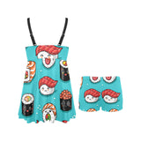 Cute sushi pattern Chest Sexy Pleated Two Piece Swim Dress