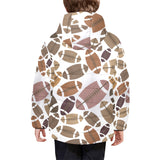 American football ball pattern Kids' Boys' Girls' Padded Hooded Jacket