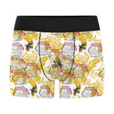 Cool Bee honeycomb leaves pattern Men's All Over Print Boxer Briefs Men's Underwear