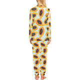 Watercolor papaya pattern Women's All Over Print Pajama Set