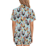 Rooster chicken cock snowfalke Women's V-Neck Short Pajama Set