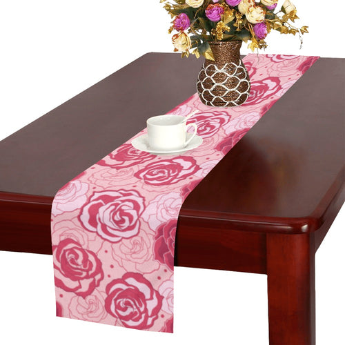 Rose Pattern Print Design 02 Table Runner