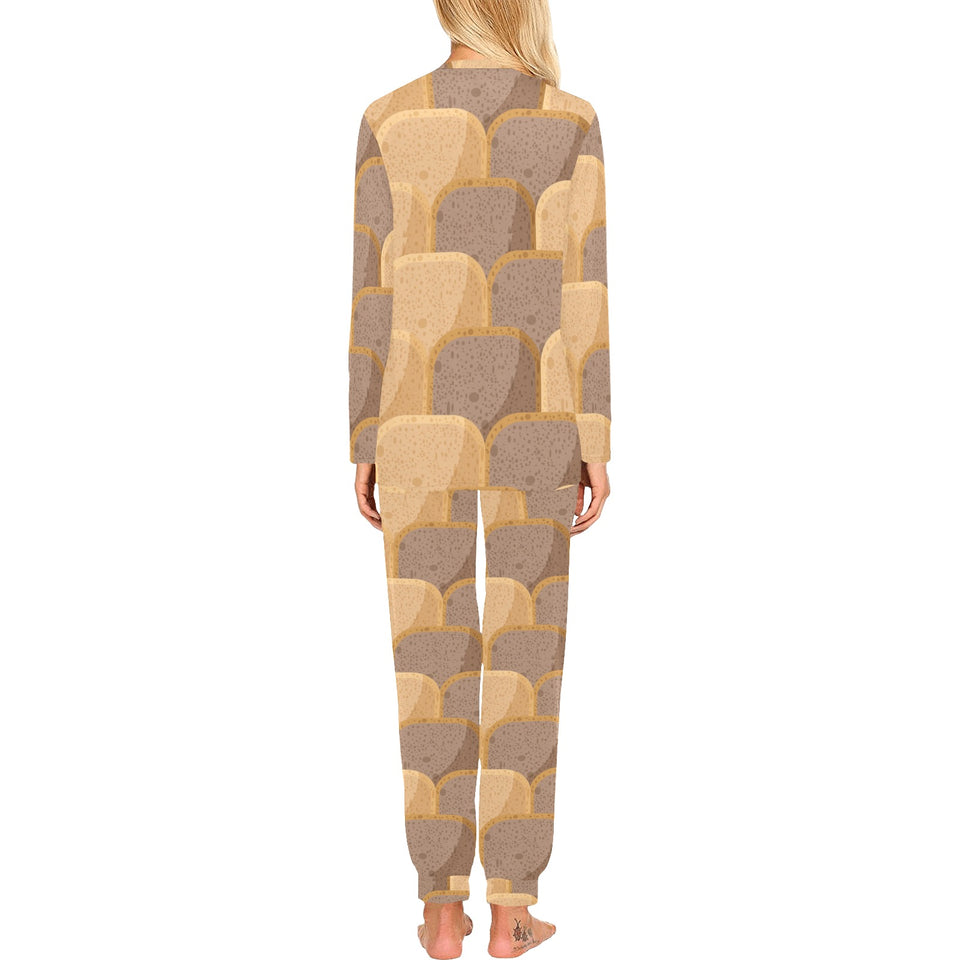 Bread Toast Pattern Print Design 04 Women's All Over Print Pajama Set