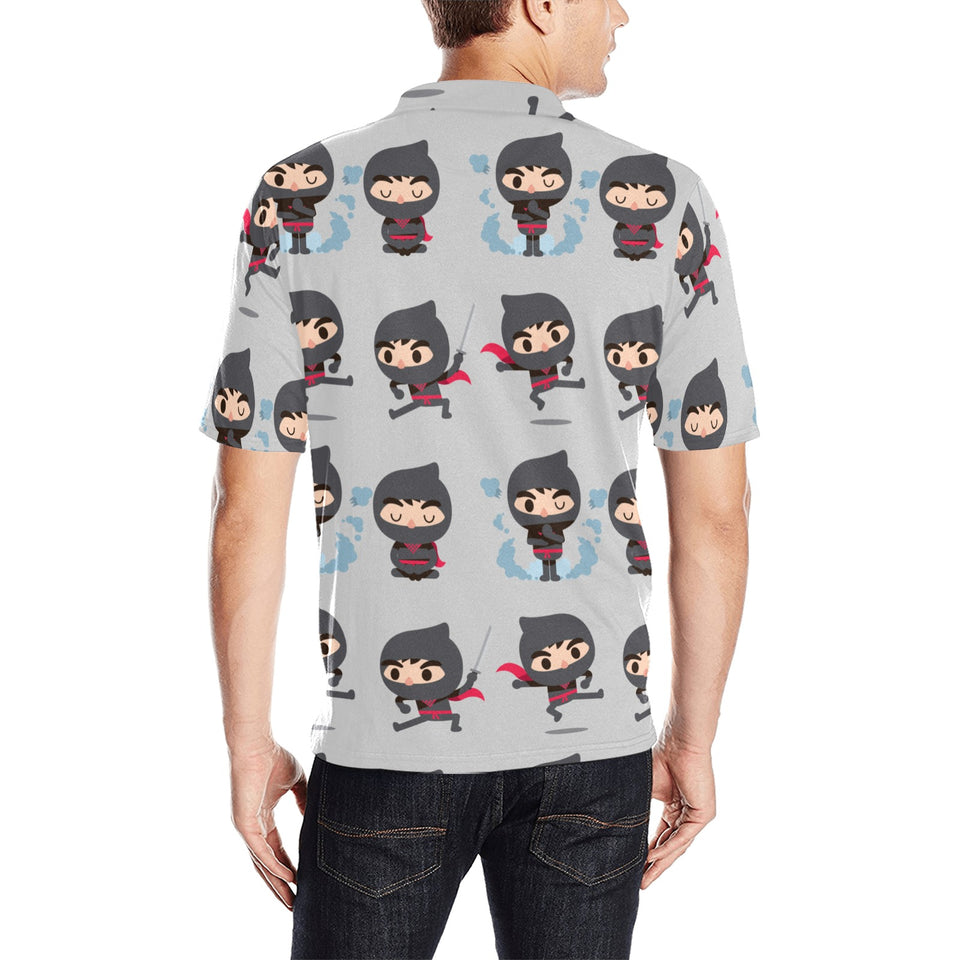 Cute ninja pattern Men's All Over Print Polo Shirt