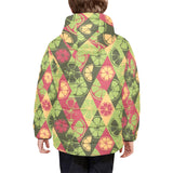 Cool Geometric lime pattern Kids' Boys' Girls' Padded Hooded Jacket