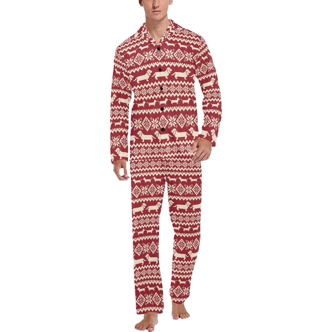Dachshund Nordic pattern Men's Long Pajama Set