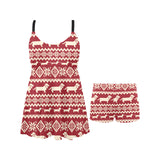 Dachshund Nordic pattern Chest Sexy Pleated Two Piece Swim Dress
