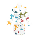 Airplane star cloud colorful Women's Long Sleeve Belted Night Robe