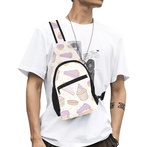 Cakes pies tarts muffins and eclairs purple bluebe All Over Print Chest Bag