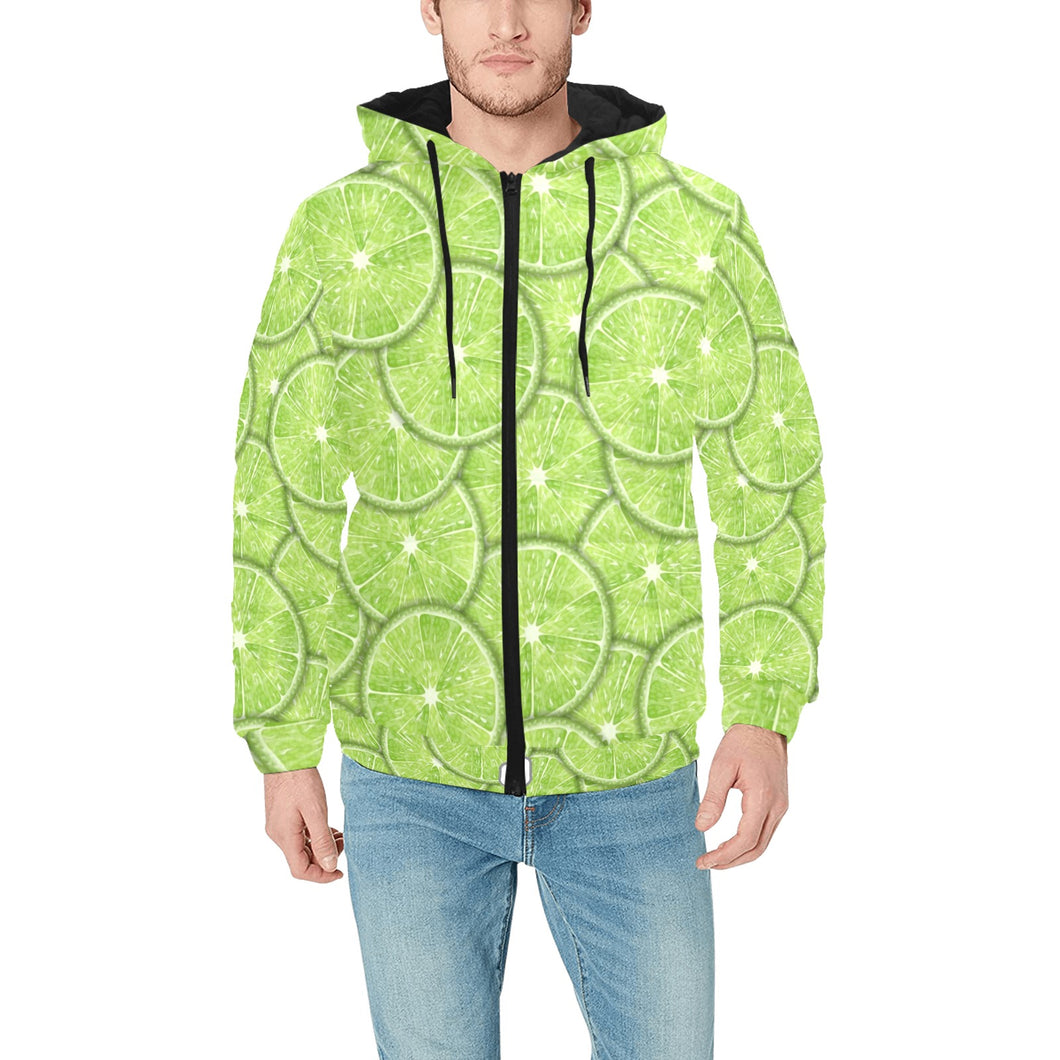 Slices of Lime pattern Men's Padded Hooded Jacket