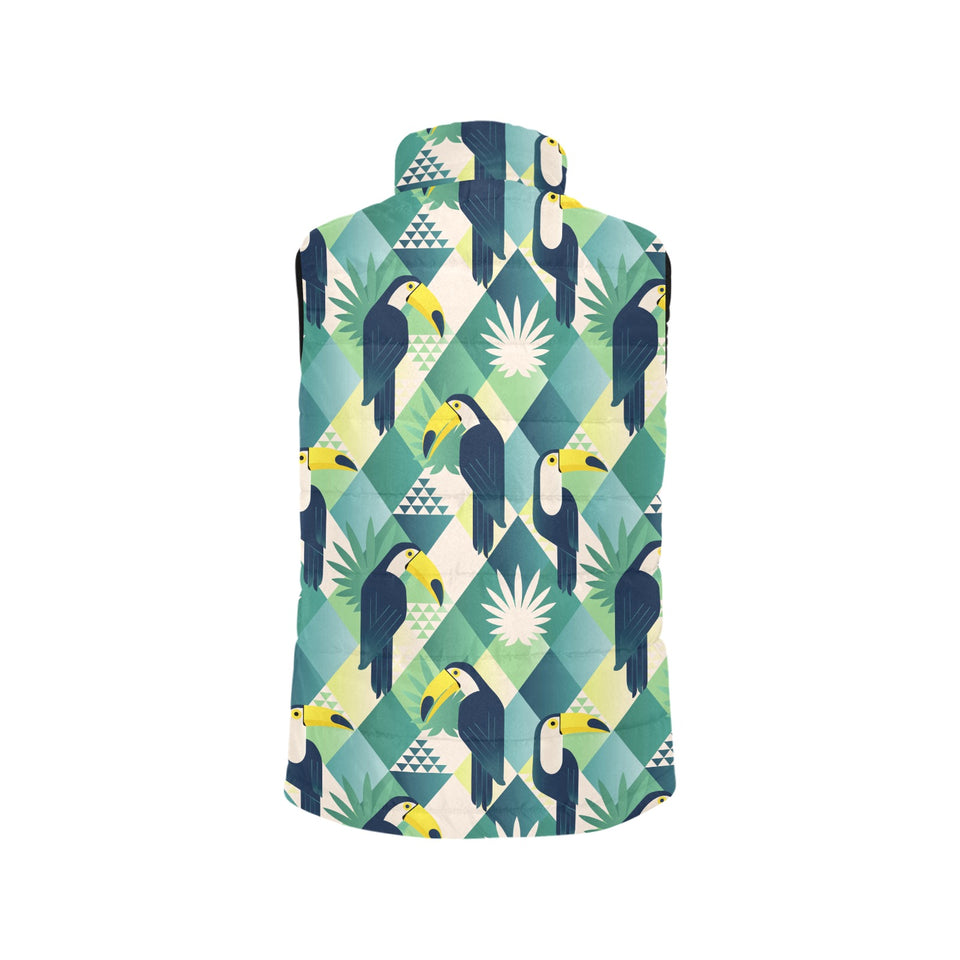 Toucan tropical leaves design pattern Women's Padded Vest