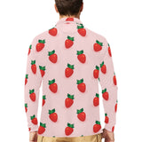 Strawberry beautiful pattern Men's Long Sleeve Polo Shirt