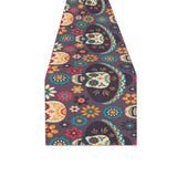 Sugar skulls flower maxican pattern Table Runner