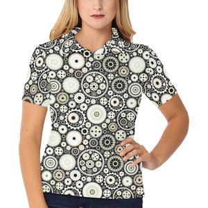 Gear Pattern Print Design 02 Women's All Over Print Polo Shirt