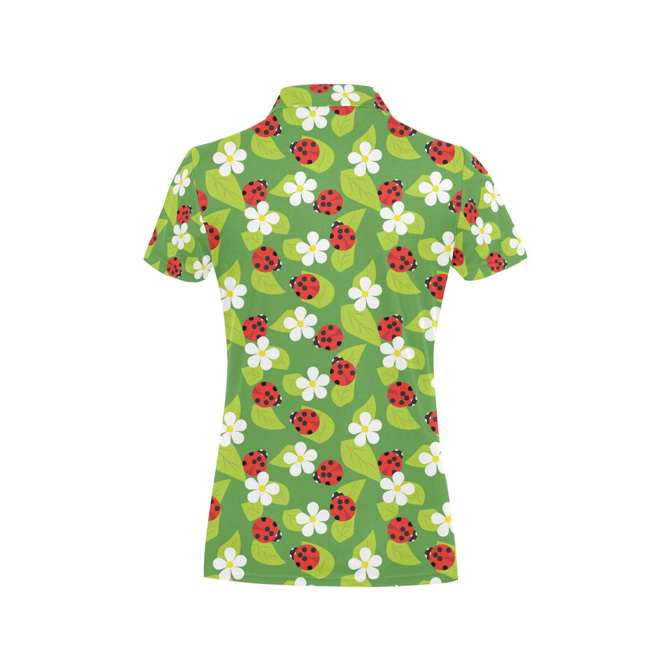 Ladybug Pattern Print Design 01 Women's All Over Print Polo Shirt